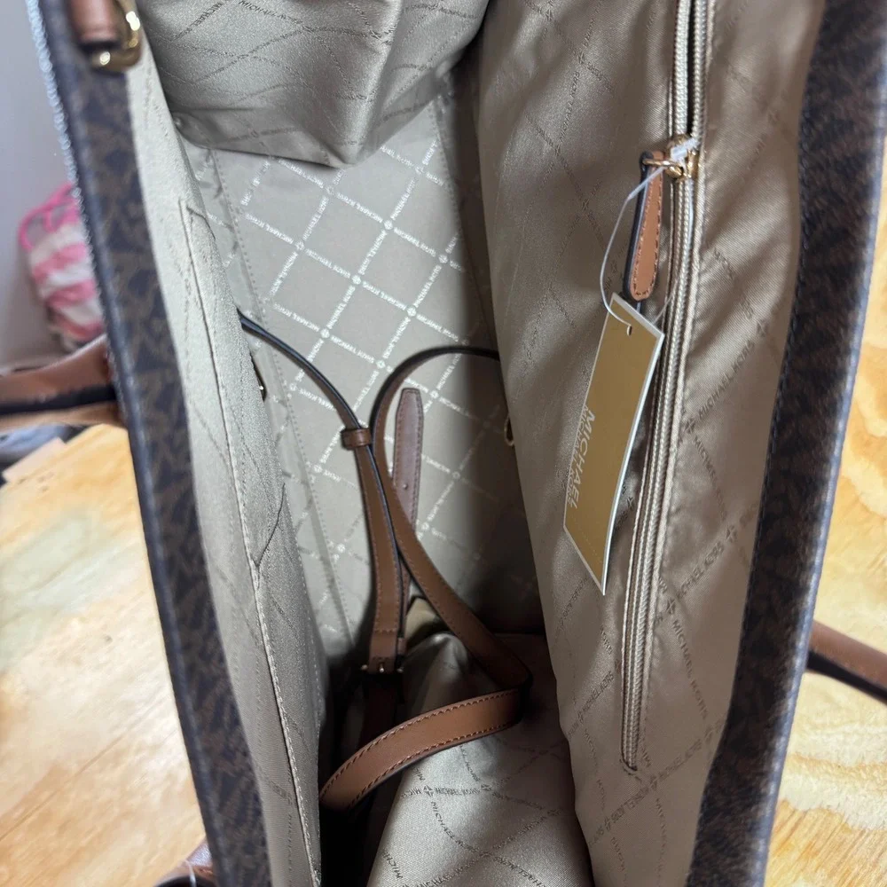 Michael Kors Mirella Large NS Brown Tote Signature Logo Bag